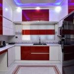 Sleek Red & White Modular Kitchen Design in Thrissur, Kerala