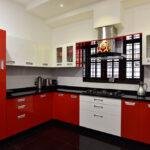Red white glossy modular kitchen parkland thrissur kerala